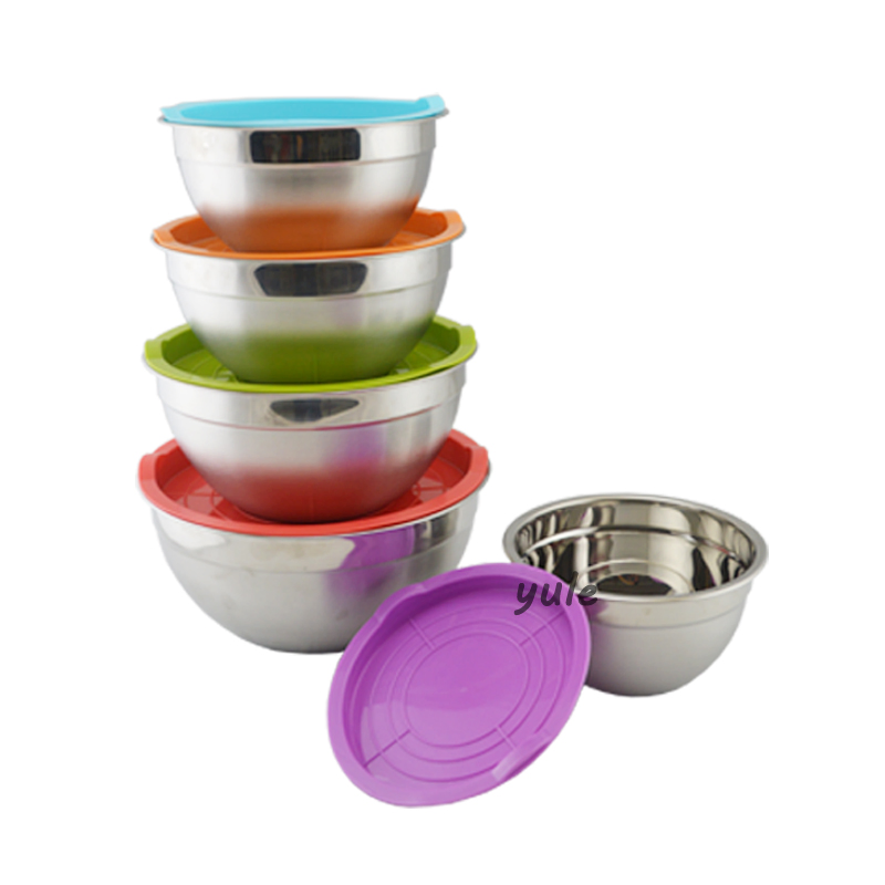 USA Hot Sale Factory Wholesale Multi-Size Stainless Steel Mixing Bowls with Colorful Lid