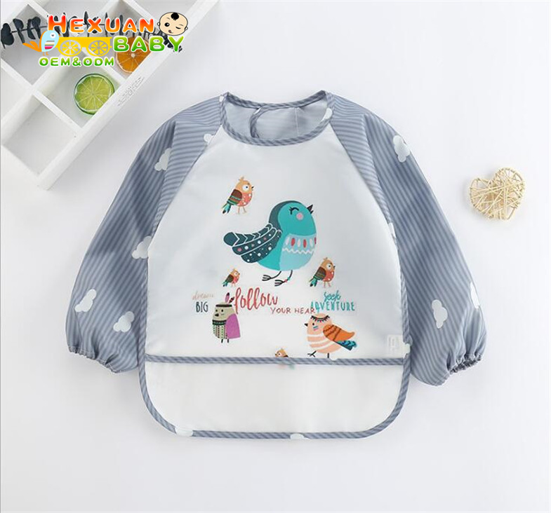 Long Sleeve Waterproof Feeding Baby Bibs for Lunch Cartoon Baby Clothing Baby Apron Waterproof 0-5 Years