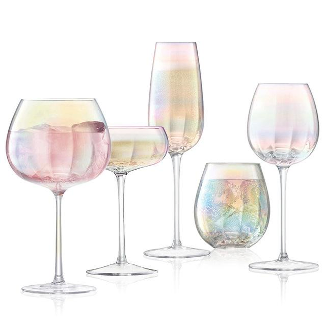 Paibee Rainbow Color Glassware Champagne Red Wine Glass