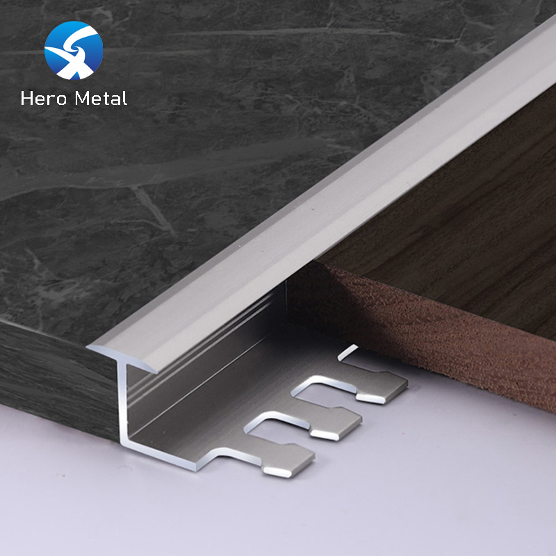 Aluminum Arc Trim Wire Drawing Decoration Profiles Hero Metal Foshan Customized Modern Design H Shape Floor Edge Strip