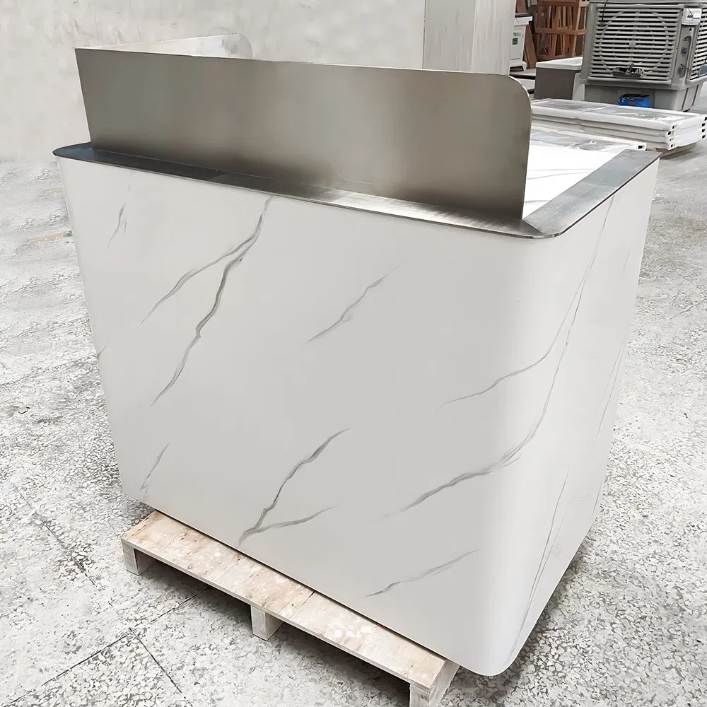 Sleek Modern White Artificial Stone Reception Desk for Sale
