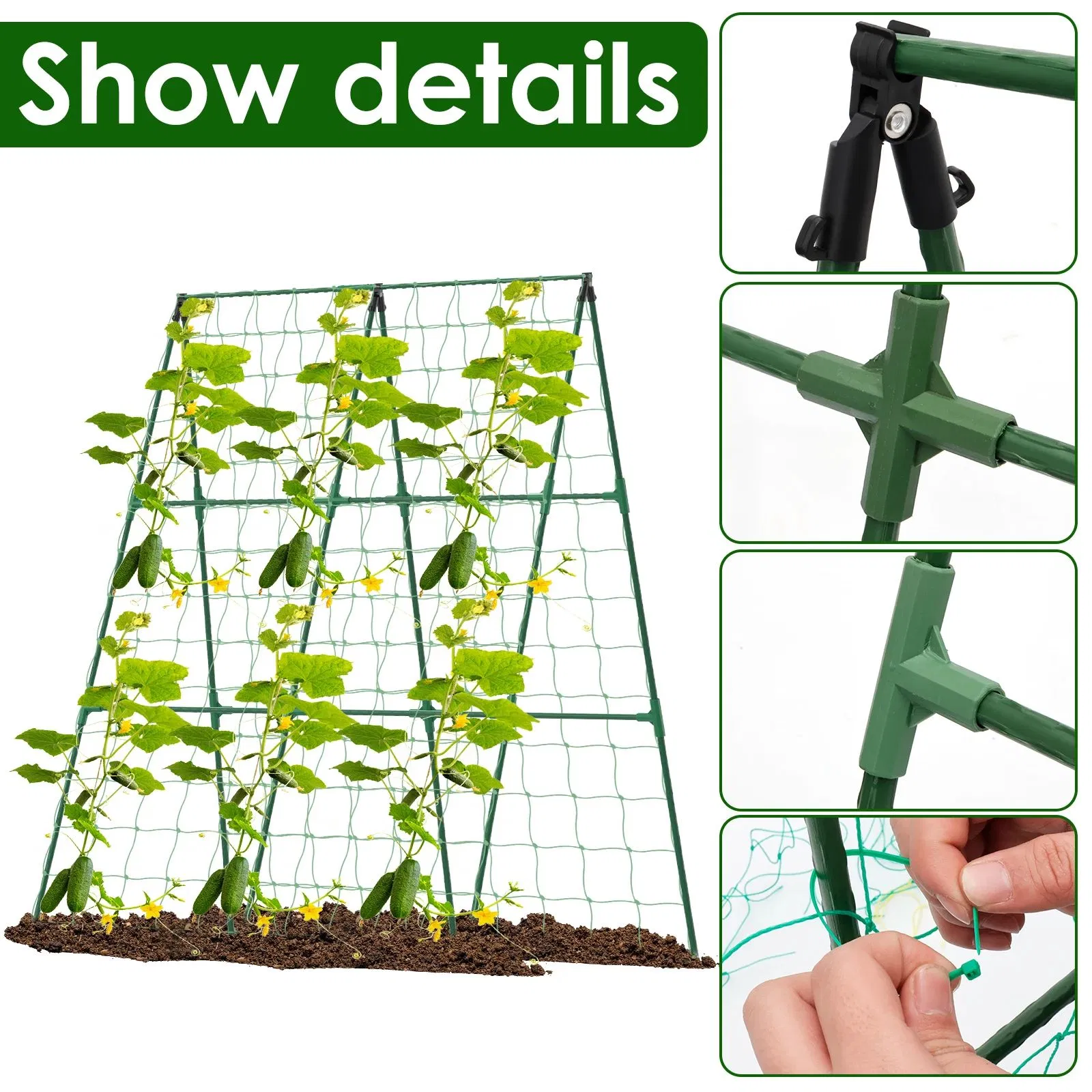 a-Frame Cucumber Trellis Plant Climbing Frame Set Detachable Easy to Install Outdoor Garden Vegetable Trellis for Climbing Plant