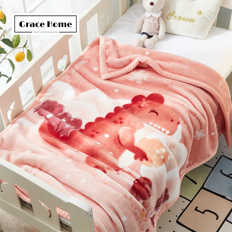 Детское двустороннее флисовое одеяло с мультяшным принтом