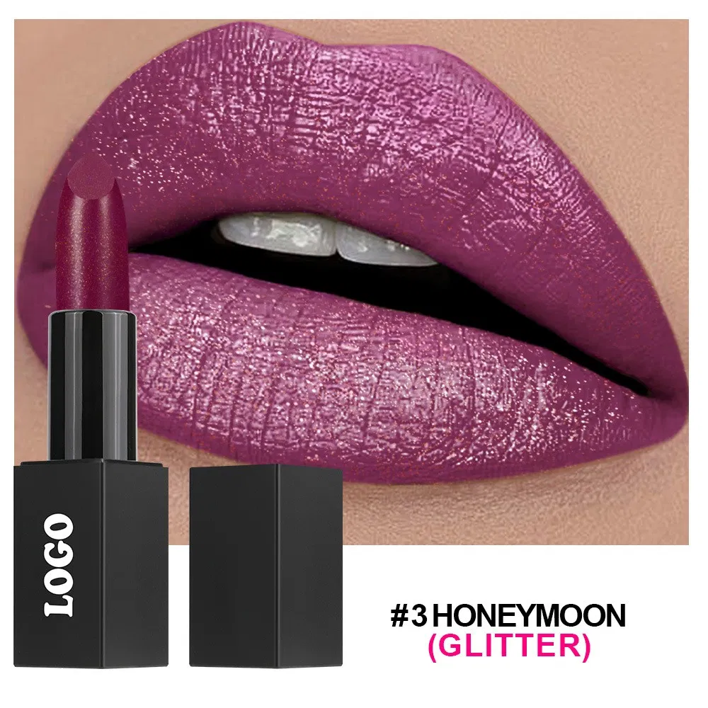 Private Label 16 Multi-Color Glitter Lipstick Nonstick Lip-Shaped with 5g