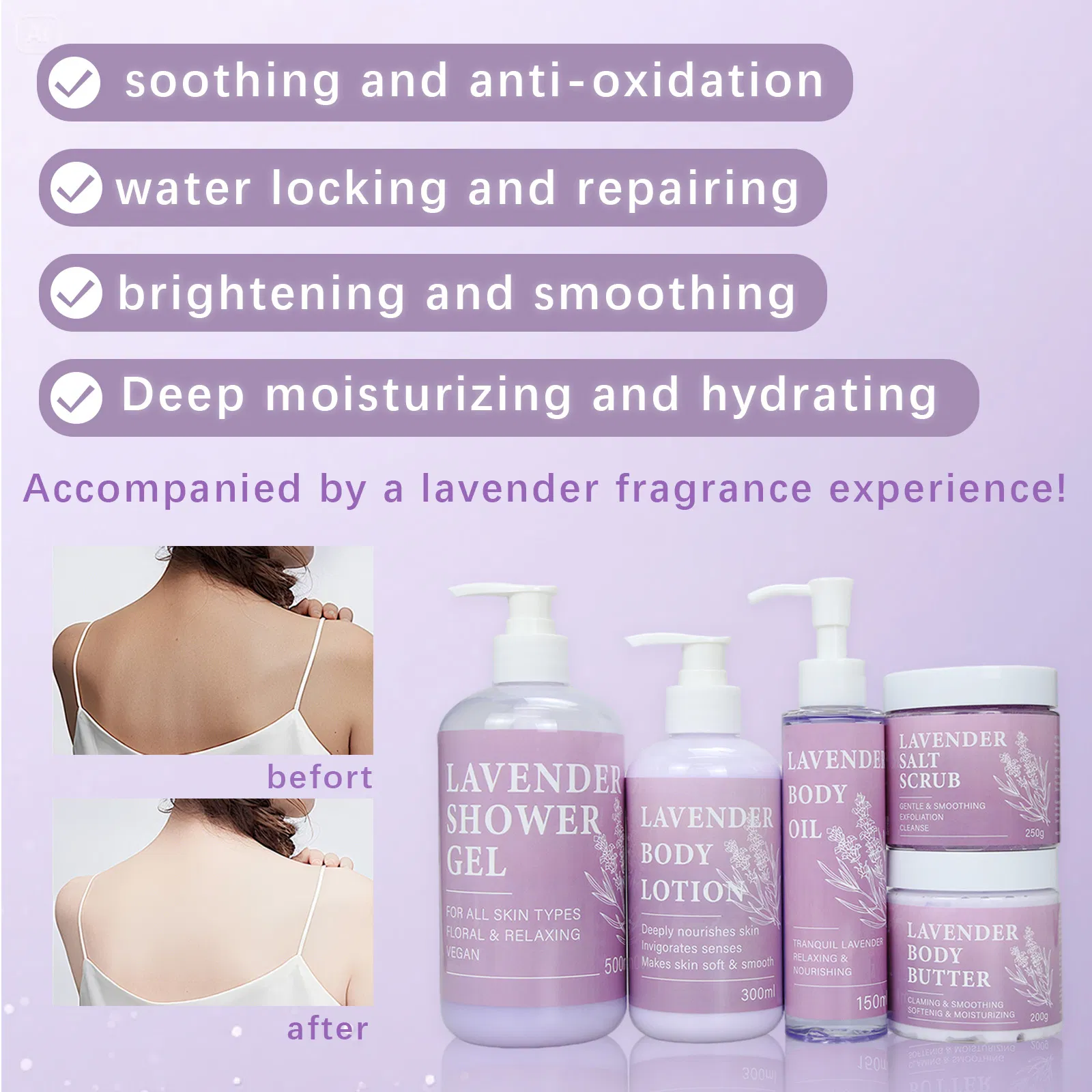 Beauty Cosmetics Body Care Series Suitable for Nourishing Dry Skin Lavender Set