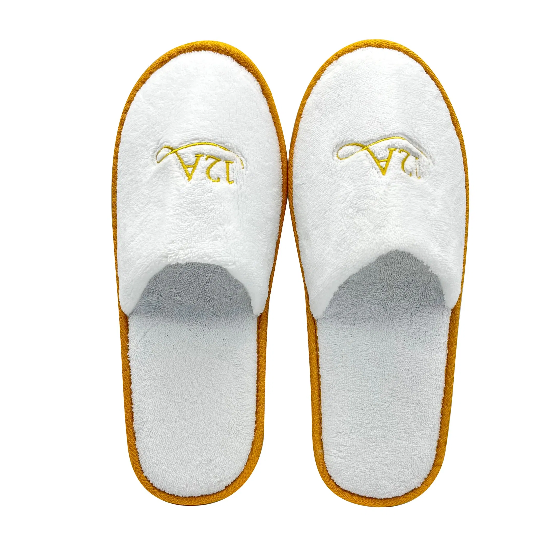 Hotel Guest Room Slippers Embroidery Logo Velvet Customized Cotton Hotel Slipper
