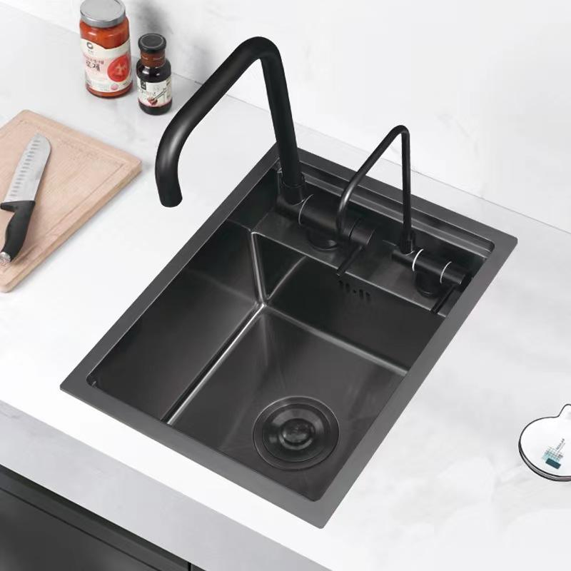 Bistro Invisible Single Bowl Stainless Steel Hidden Kitchen Sink with Foldable Faucet