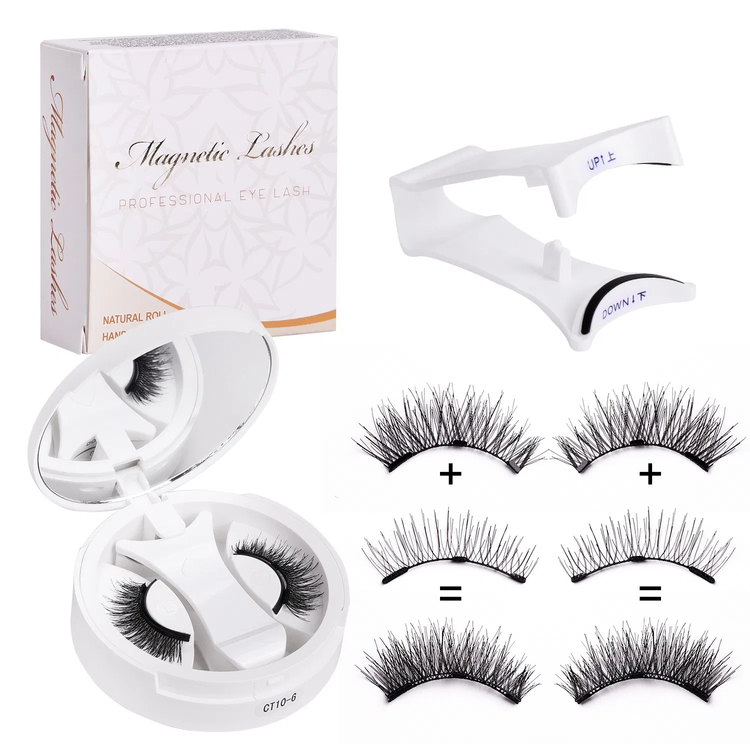 3D Natural Soft Magnetic Eyelashes Set Handmade Silk and Synthetic Reusable Applicator
