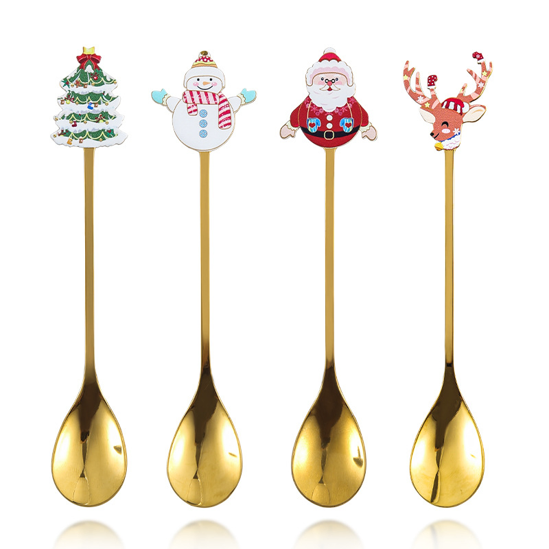 Gift Box Stainless Steel Mixing Spoon to Decorate Christmas Spoon