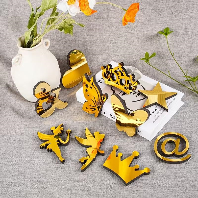 26 English Letter Alphabet Acrylic Mirror 3D Wall Sticker Festival Party Decoration Room Decor Home Decoration Accessories