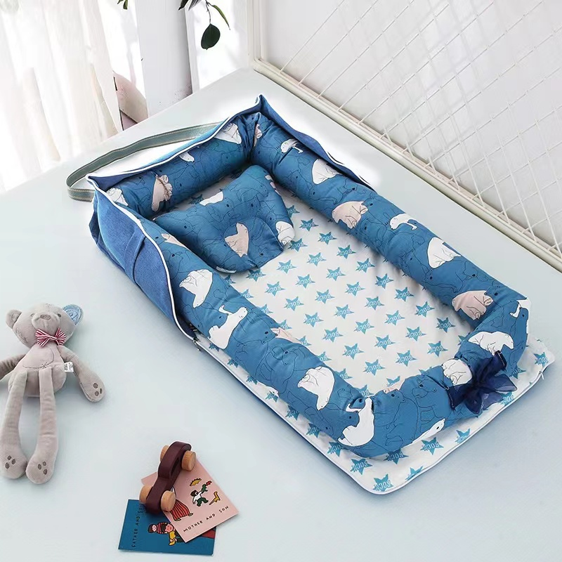 Rectangle Eco-Friendly Materials Cotton Cover New Birth Baby Sleeping Nest Bed Folded Baby Nest Crib