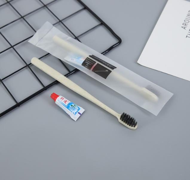 Custom Logo Eco Friendly Hotel Traveling Wheat Straw Disposable Toothbrush