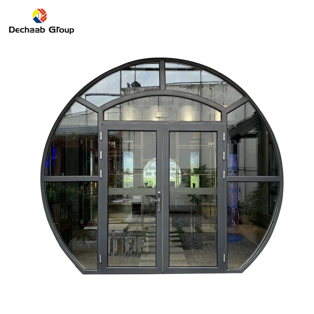 Chinese Style Patio Round Glass Entrance Door Aluminum