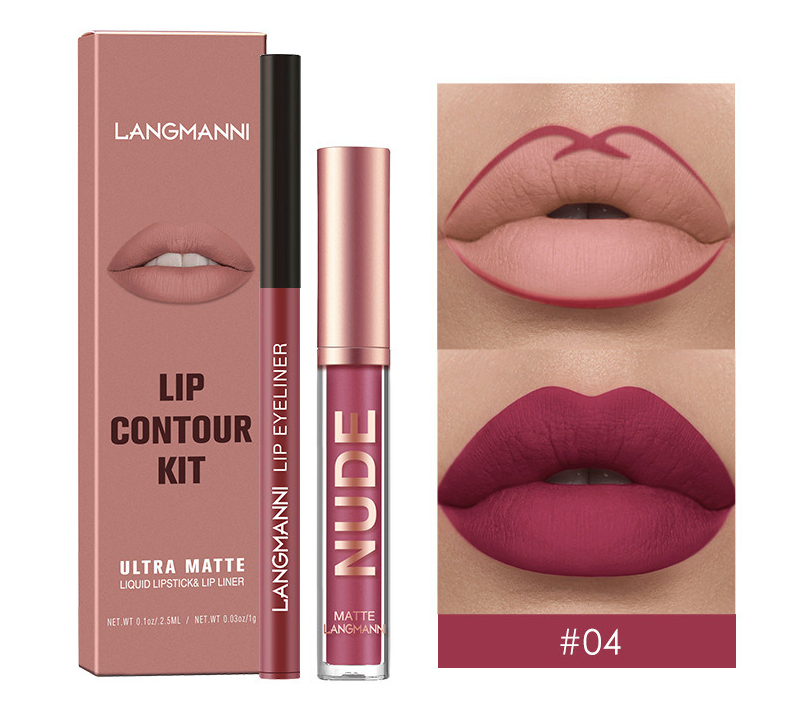 Not Easy to Stick Cup Matte 2 Sets Lip Gloss Lip Pencil