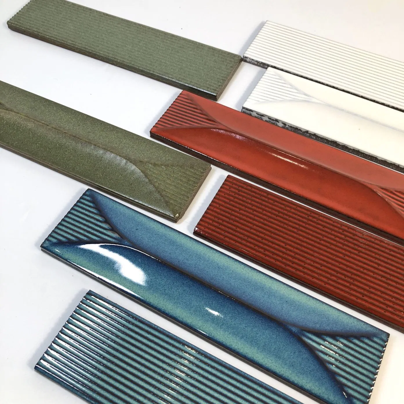 High Quality 3D Luxury Glazed Red Glossy Surface Ceramic Subway Tile for Wall Decoration Villa Hotel Project