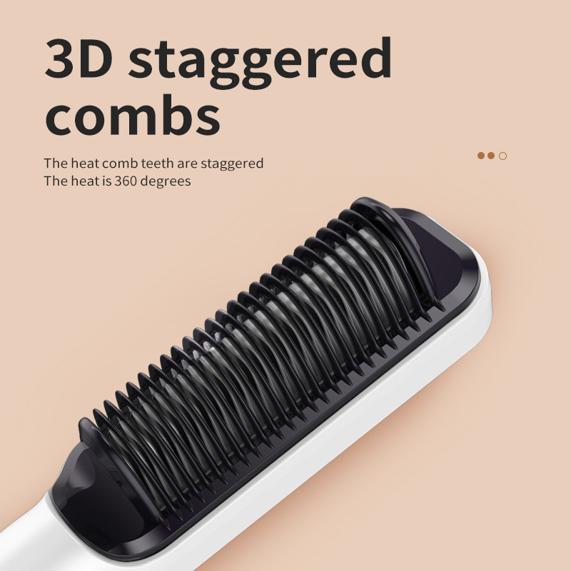 Wireless Ceramic Plate Hair Straightener Anti-Scald Design with LED Display Negative Ion Hot Hair Brush Hair Curler Comb