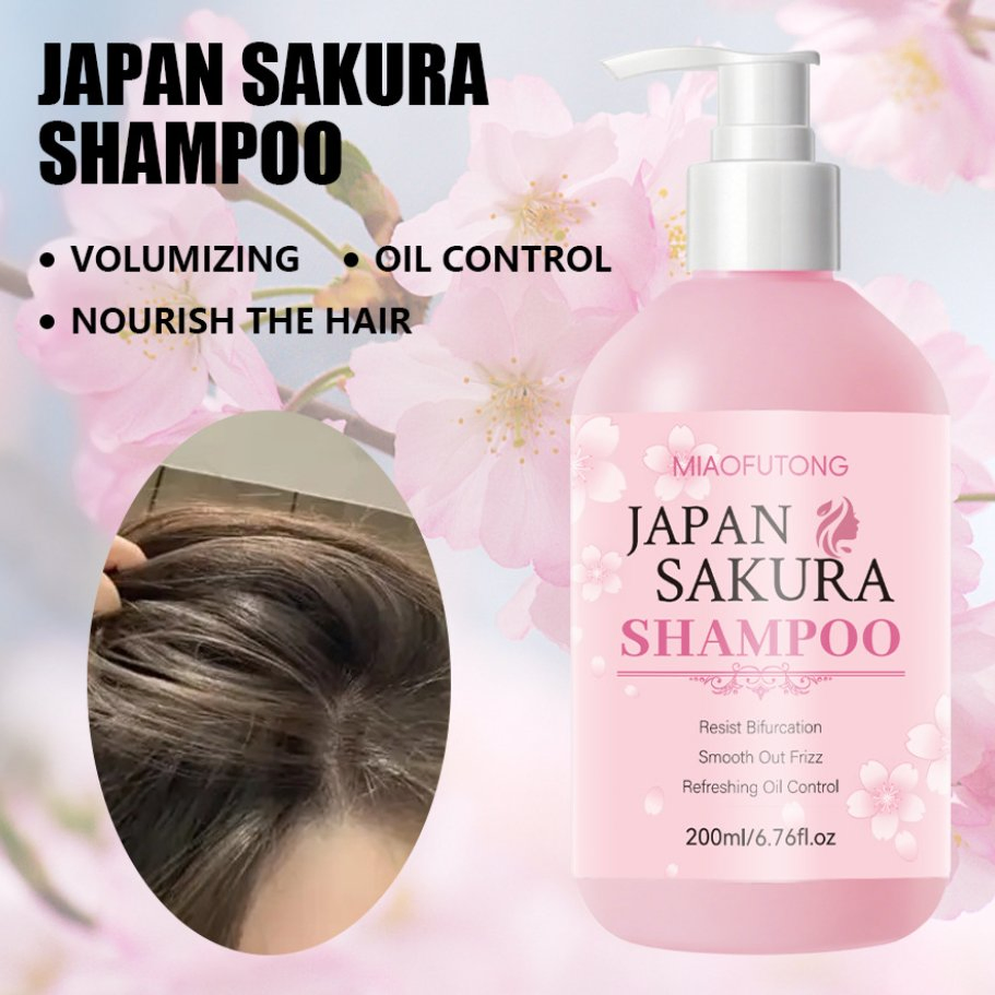 Sakura Hair Hampoo Scalp Care Dandruff Shampoo 200ml Solid Anti-Dandruff Feature Nourishing Moisturizing Smooths Cleans Sakura Body Wash Shower and Conditoiner