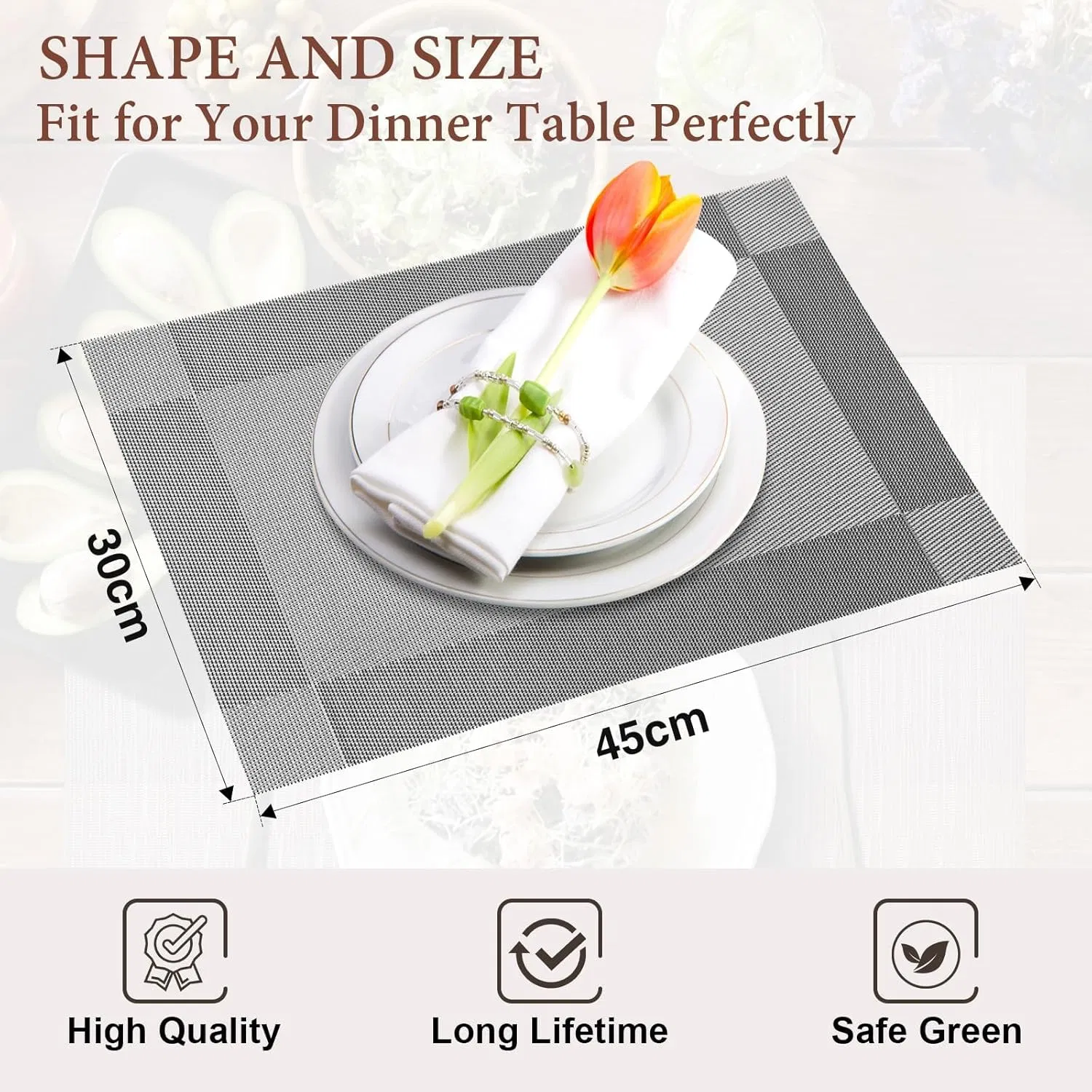 Wholesale High Quality Tear-Resistant PVC Place Mats for Kitchen Restaurant Dining Table
