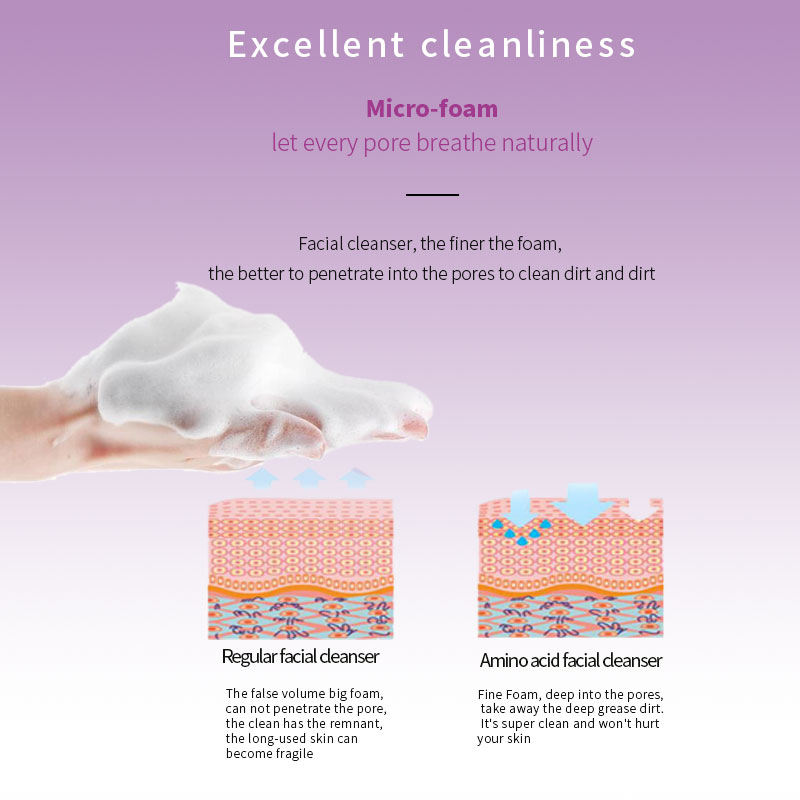 Private Labe Amino Acid Facial Cleanser Moisturizing Organic Ingredients Whitening Face Skin Care Cleanser