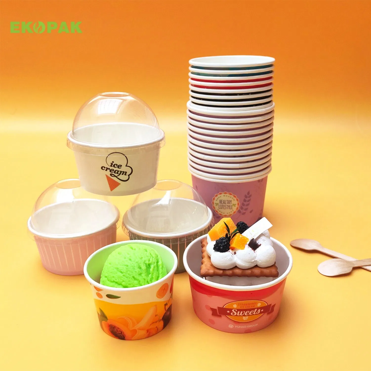Food Grade Single Wall 6.5oz 200ml PLA Coated Ice Cream Paper Cup