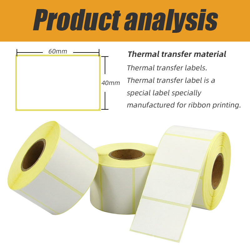 60X40 Yellow Color Direct Thermal Adhesive Label Customized Cheap Wholesale Label