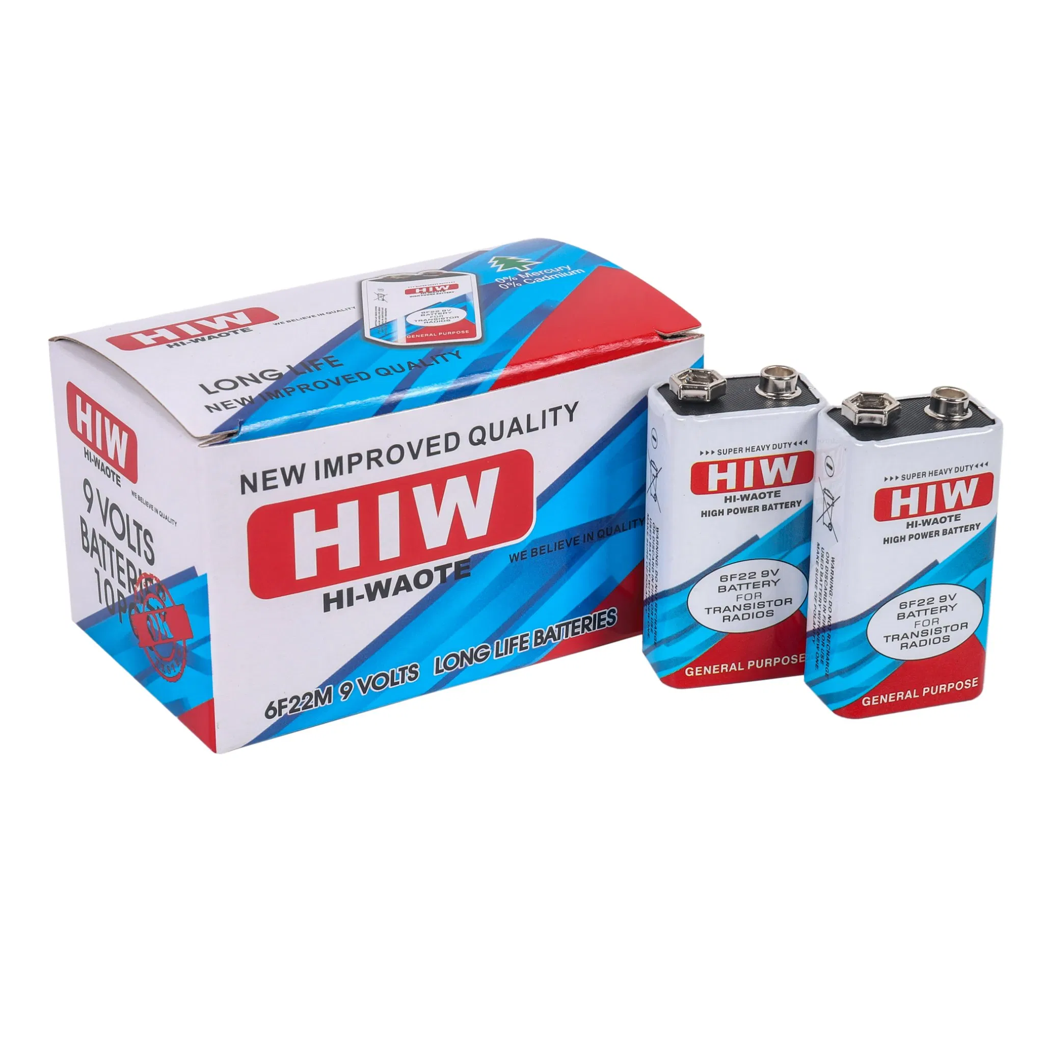 Батарейка 9V цинковая угольная Hiw