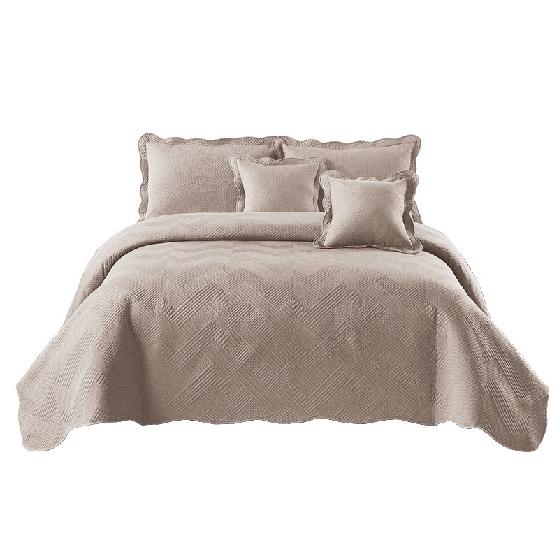 Custom Microfiber Polyester Bedding Deep Blue Bedsheet Light-Industry-Daily-Use Home Textile Quilted Bed Cover Polyester Pillowcase Pillow Shams Bedspread Set