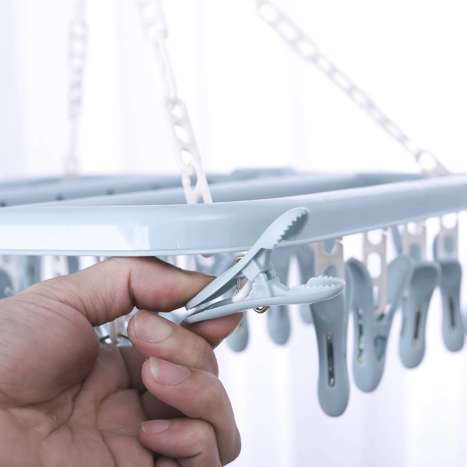 Plastic Foldable Hanging Clip Space Saving Drying Rack Hanger Clothespin
