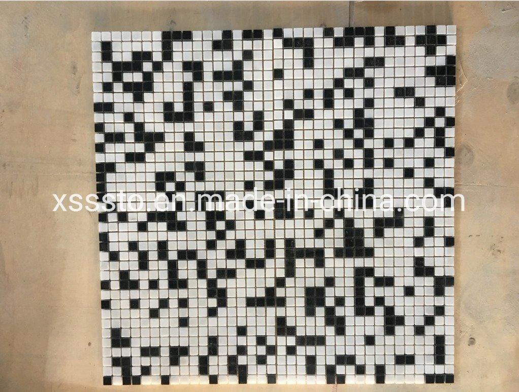 Marble Black and White Mosaic Tiles for Flooring/Wall/Bathroom/Backsplash