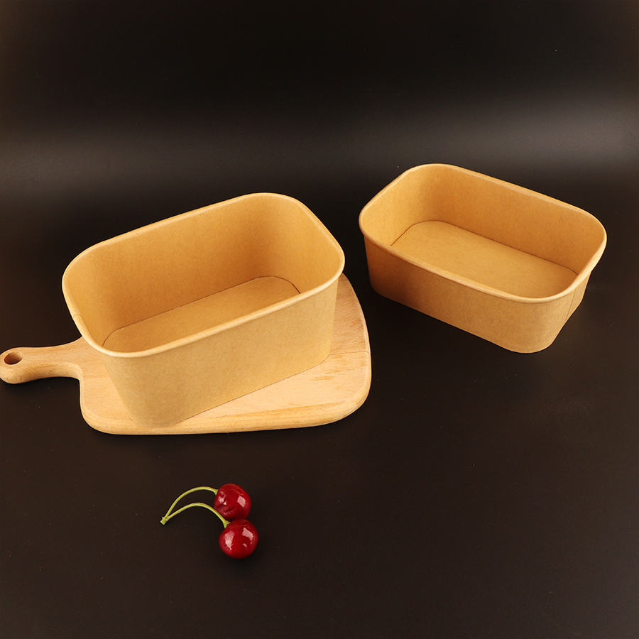 Lightweight Disposable 750ml Food Fruit Mixing Brown Salad Kraft Paper Bowl with Lid