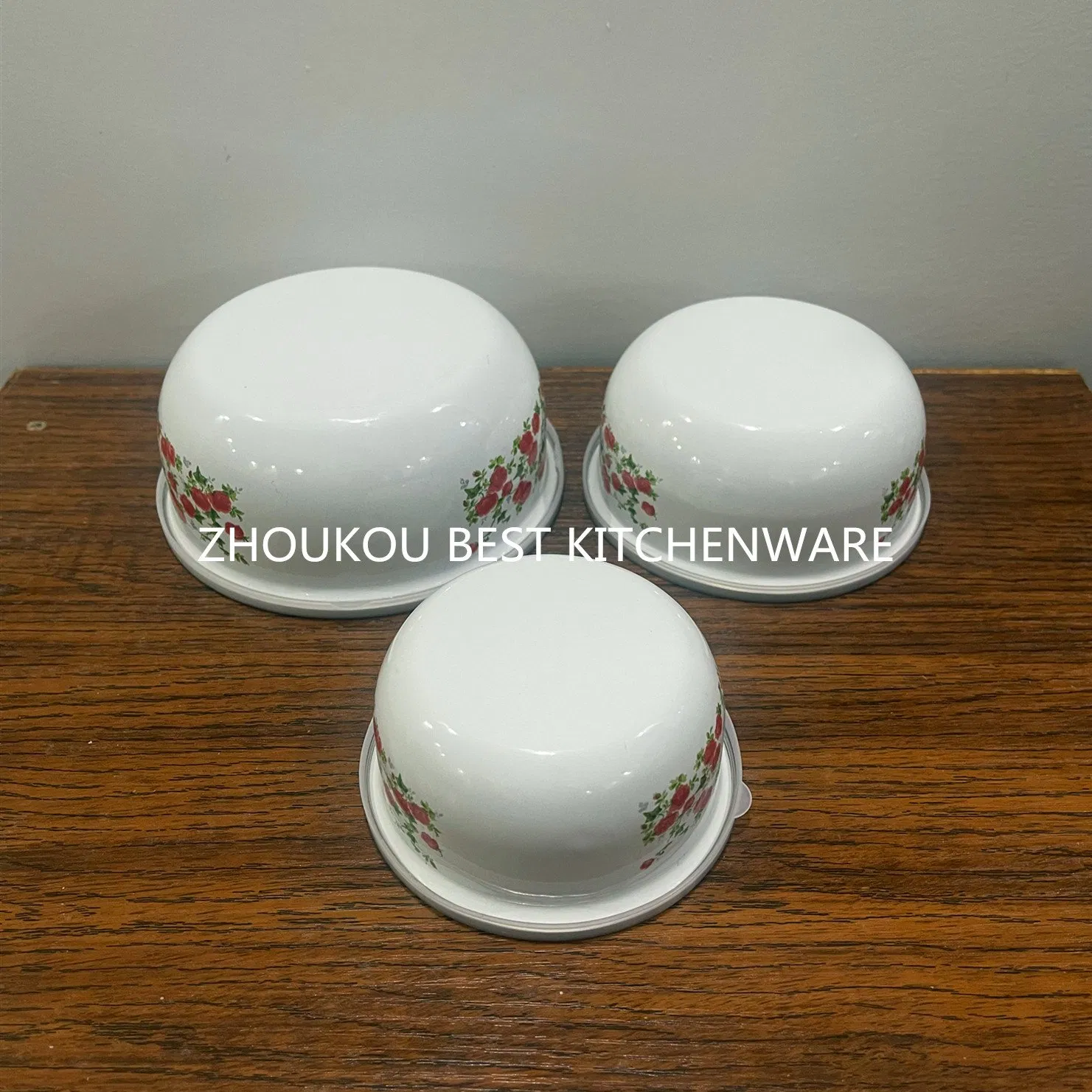 3 PCS High Quality Enamel Storage Bowl with Plastic Lid