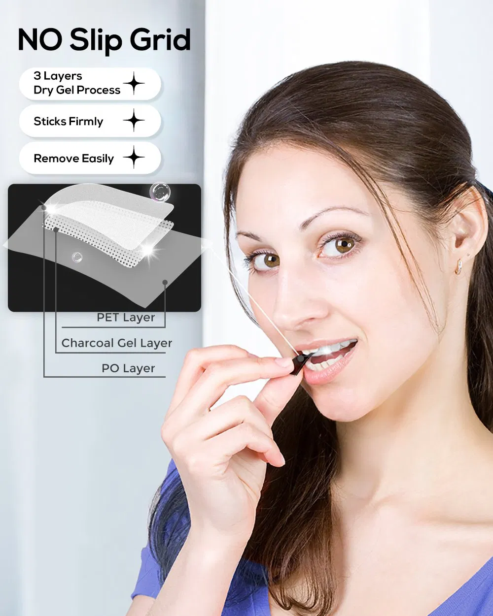 Teeth Whitening Dry Strips Peroxide Free Charcoal Pap Gel Strips