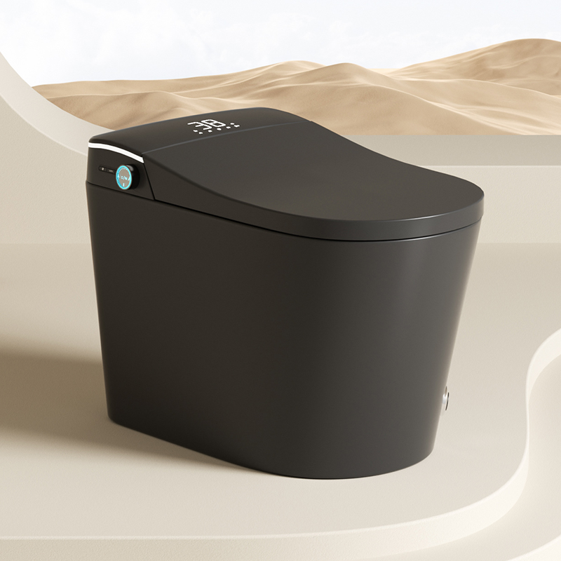 Factory Price Solid Black Smart Toilet Elongated Automatic Electric Toilettes Intelligent Bathroom Ceramic One Piece Smart Wc Toilet Bidet