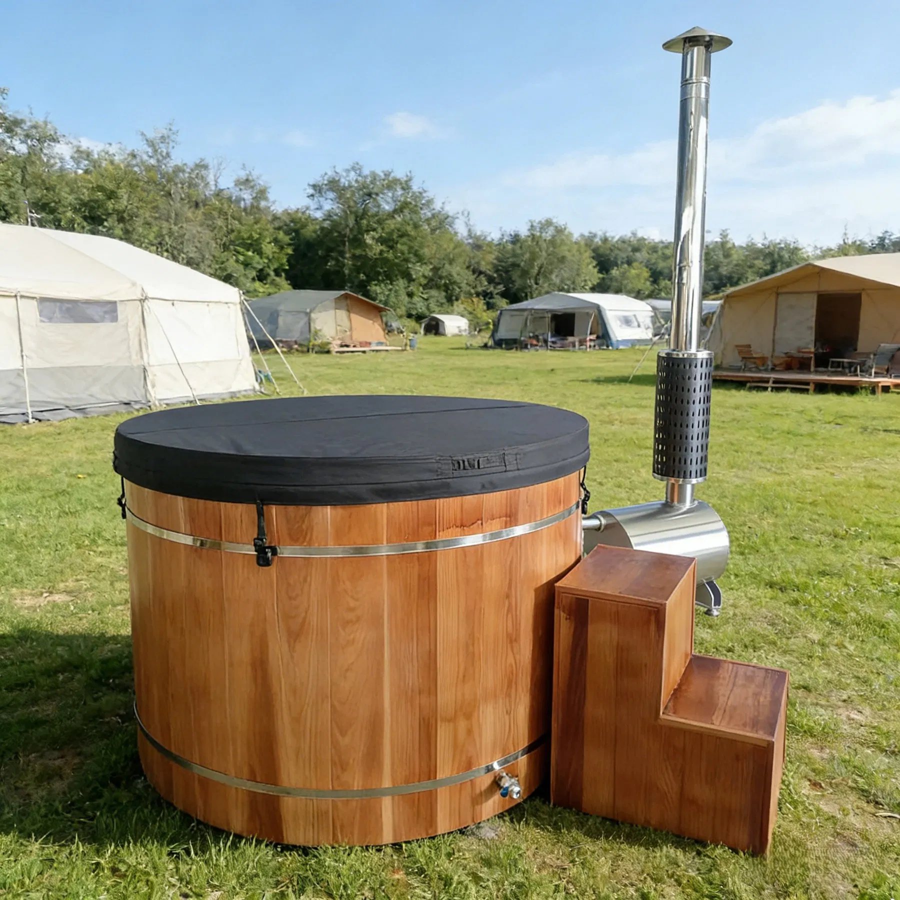 Деревянная купель Boda на дровах, красный кедр