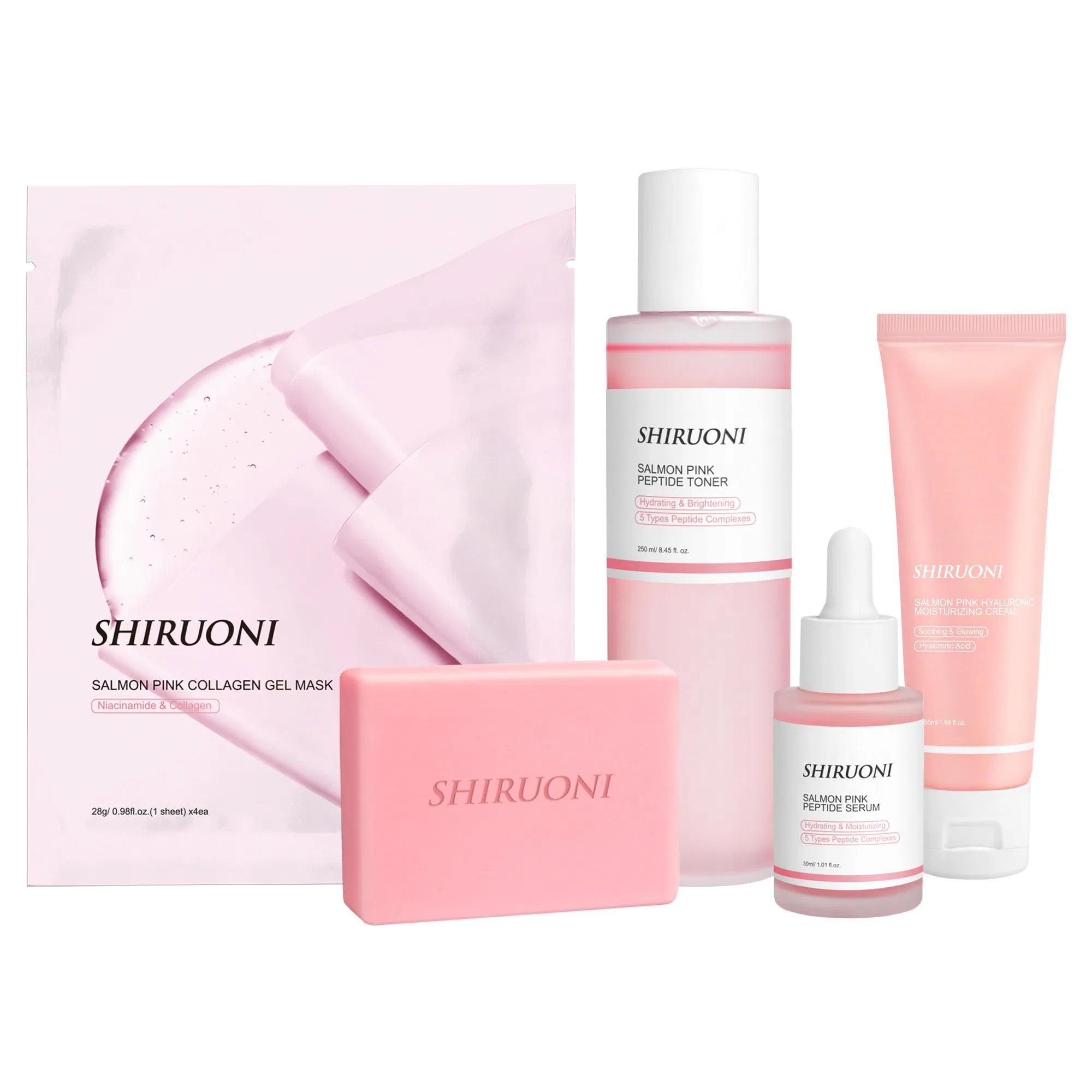 Private Label Korean Skin Care Set Moisturizing Salmon Serum Dropper Pdrn Mask Toner Soap Cream Skincare Set