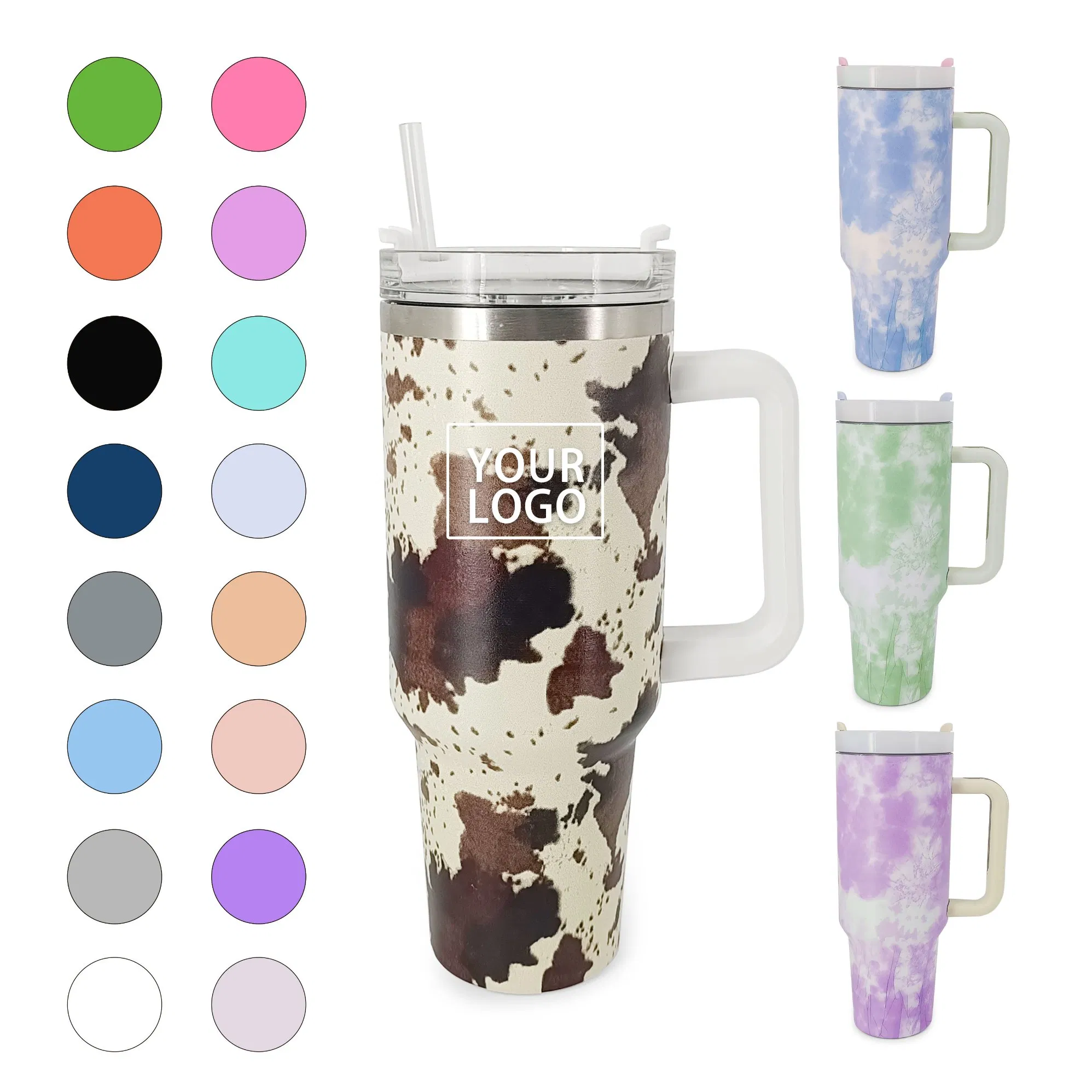 Double Walled Stainless Steel Travel Mug 40oz Tumbler with Handle