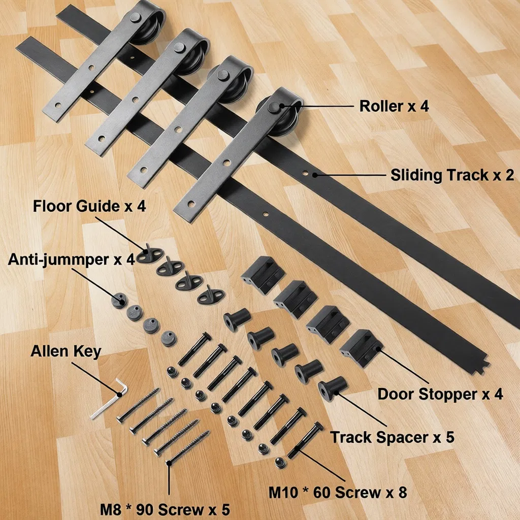 CE Certified 6.6FT Carbon Steel Modern Industrial Sturdy Barn Door Hardware Kit