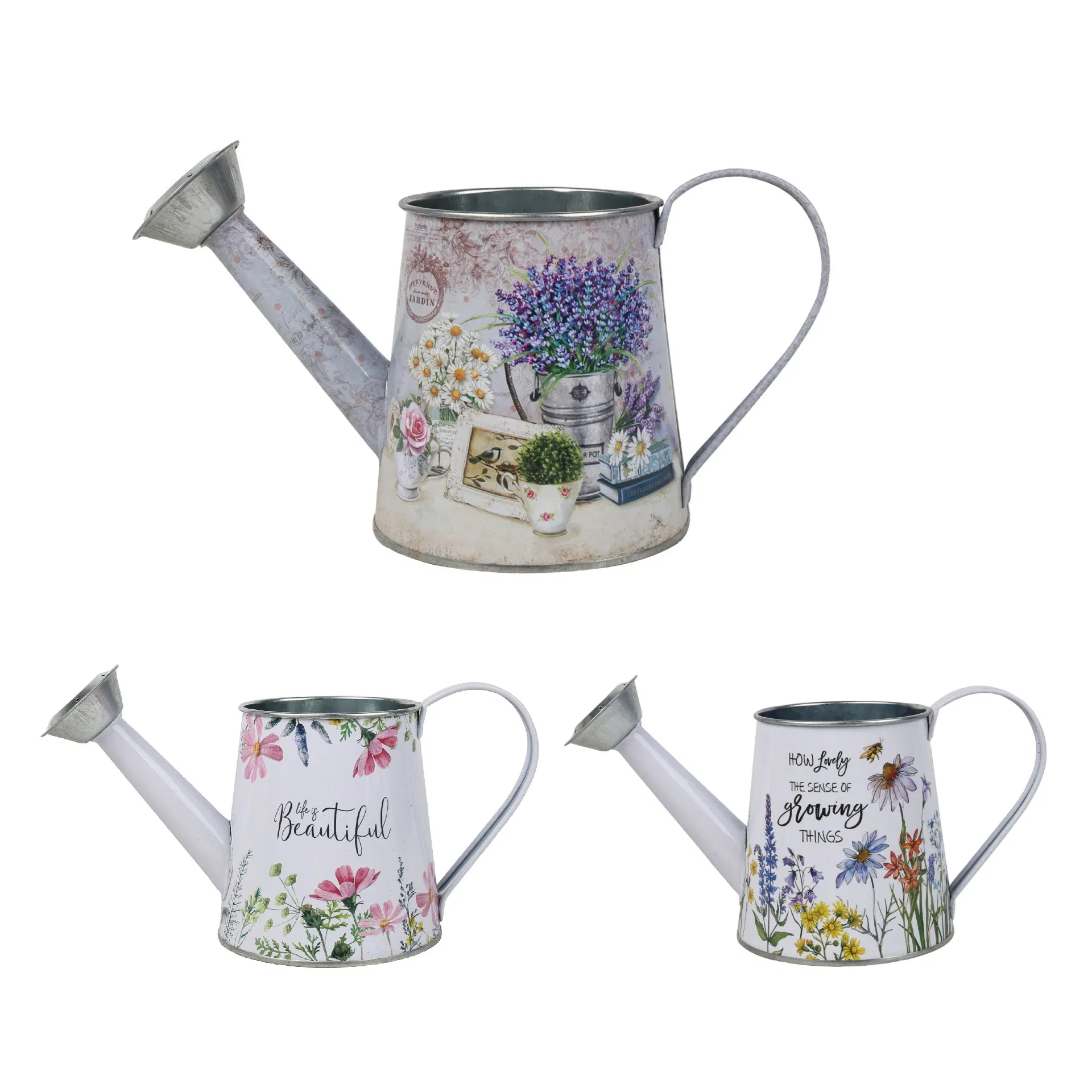 Custom Metal Watering Can with Floral Design for Gardening and Home Decor