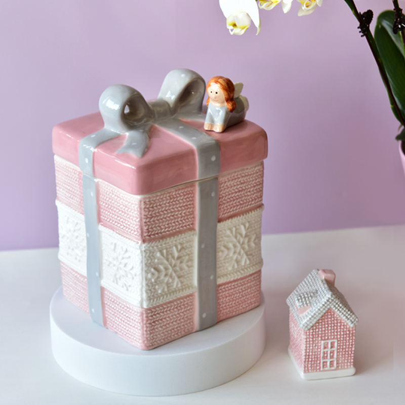 Керамическая банка для хранения с ручной росписью, подарочная