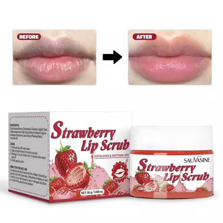 OEM Lip Scrub Brush Custom Exfoliate Dead Skin Lightning Butter Sugar Lip Scrub for Lips Scrub