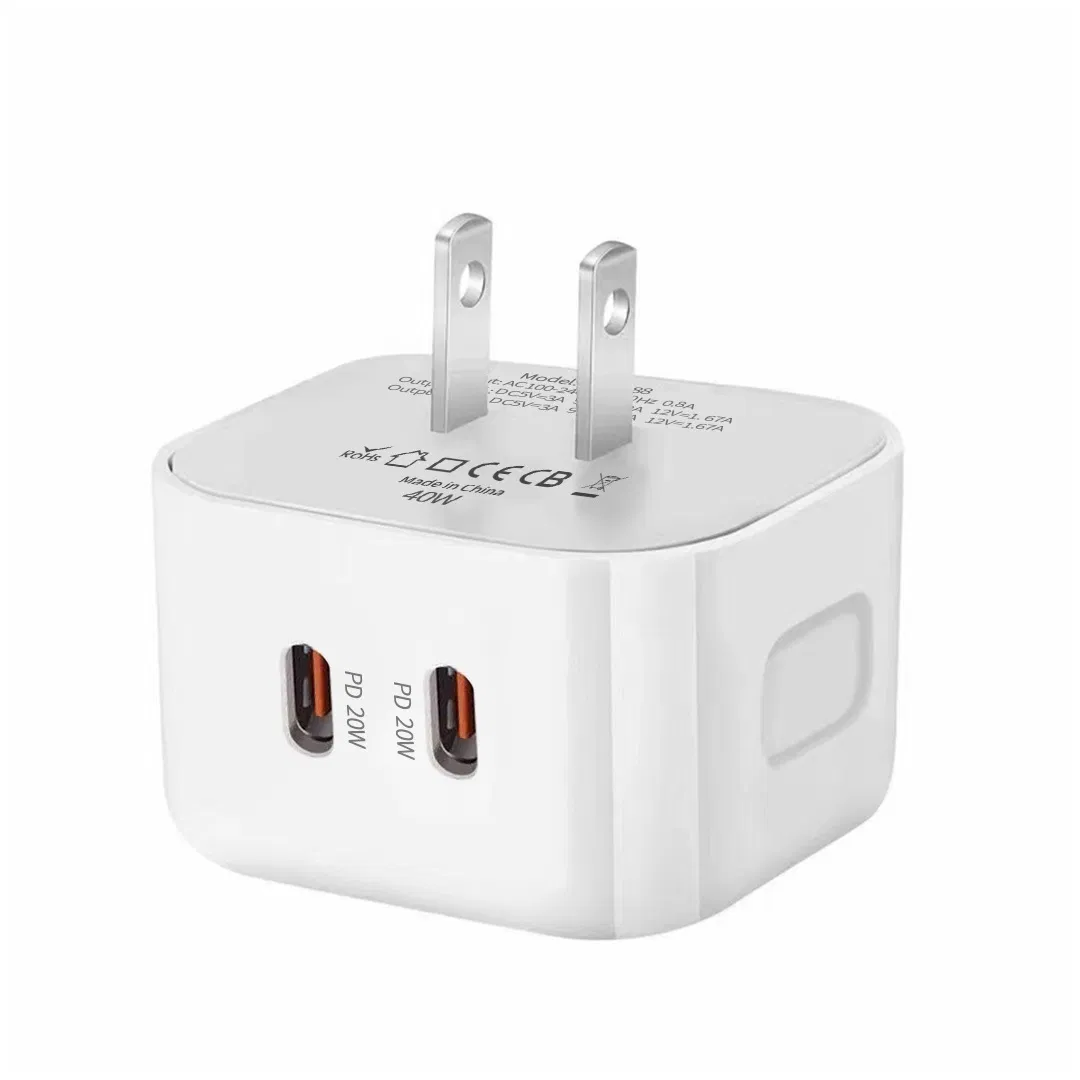 Быстрый дорожный зарядник 20W+20W PD для iPhone