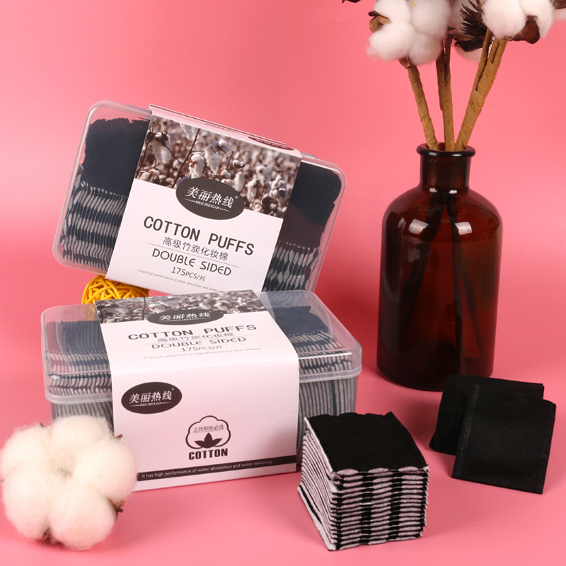 Eco-Friendly Black Bamboo Charcoal Cotton Pads for Makeup Removal