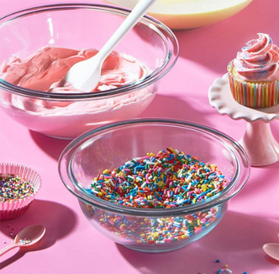 3-Piece Microwave Safe Prepware Glass Bowl