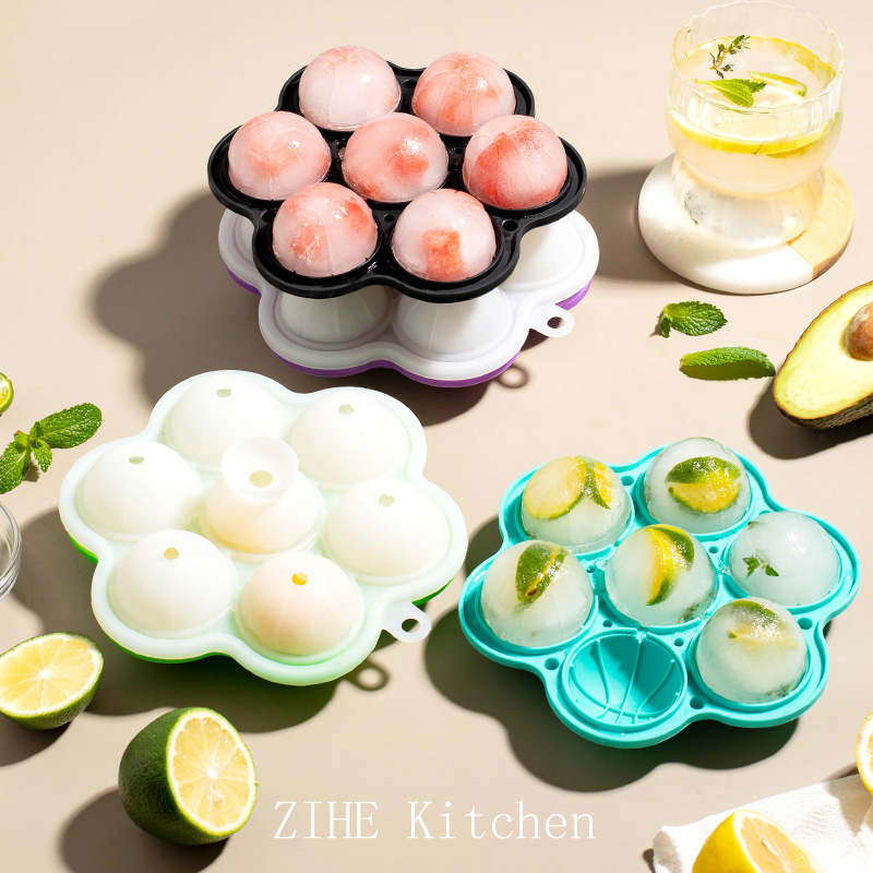 Spherical Seven-Hole Silicone Ice Cube Tray Ice Ball Mold Easy to Demold