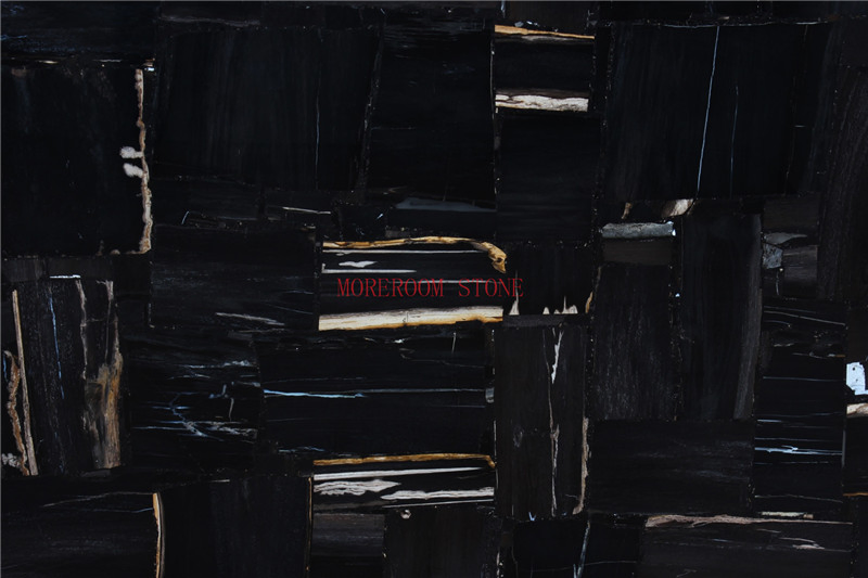 Semi Precious Stone Fossil Petrified Wood Stone Black