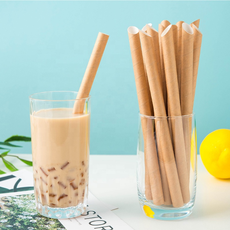 Manufacture Disposable Black Straws Color Solid Kraft Straw with Paper Wrapped