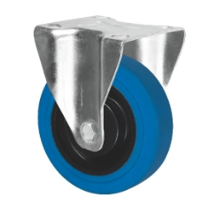 Durable 100mm Blue Elastic Rubber Casters for Heavy Loads