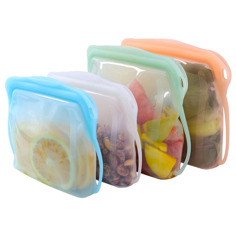 Leakproof Reusable Silicon Food Storage Container BPA Free Silicone Freezer Zip Lock Zipper Bags