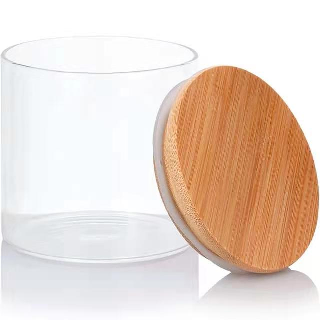Стеклянная банка 10oz с бамбуковой крышкой