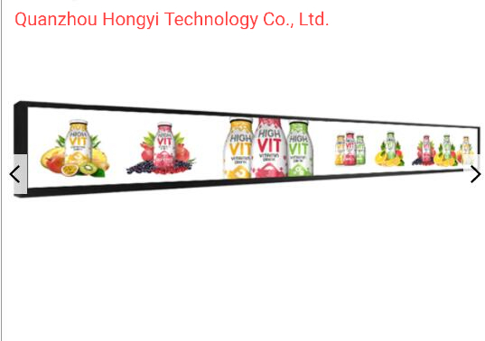 Remote Control 23 Inch Stretched Bar Display for Store Shelf Promotion Wi-Fi Android System LCD Enclosure